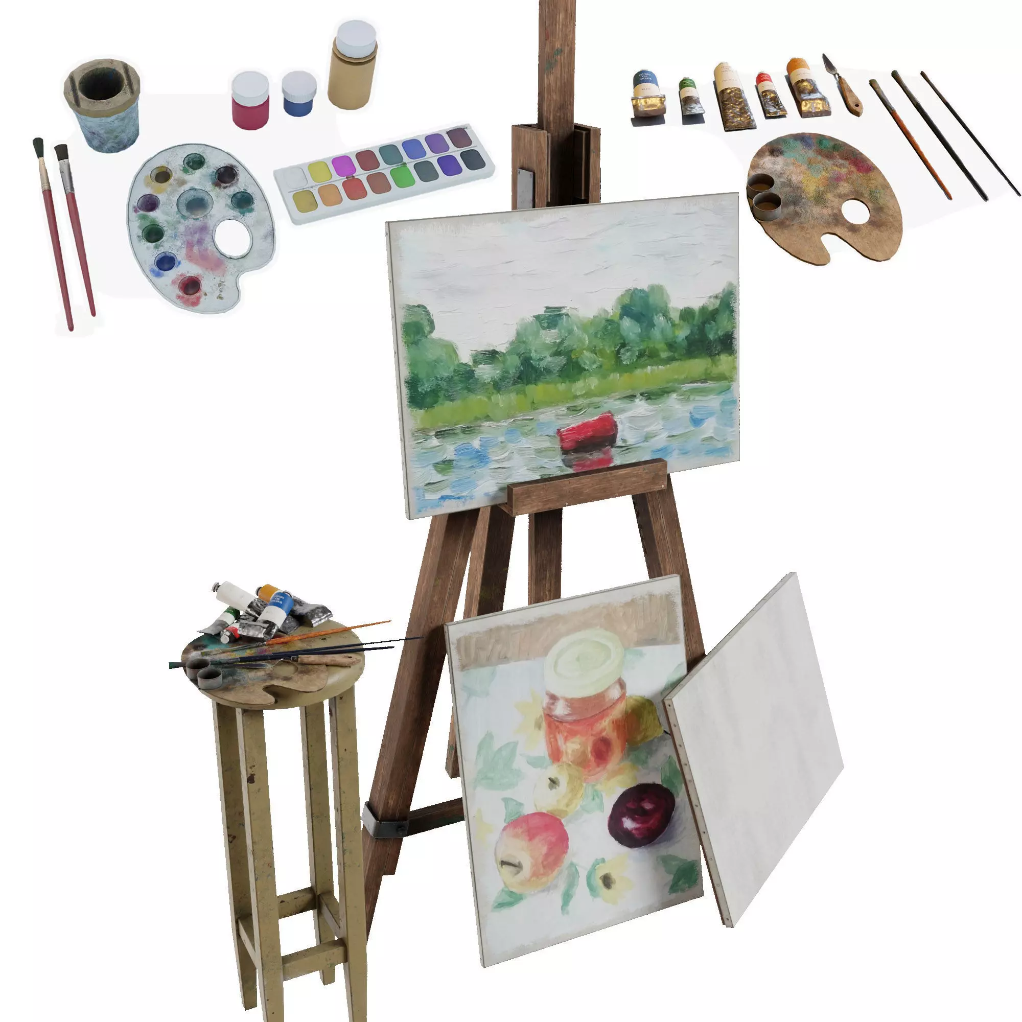 Art Supplies Pack Low-poly 3D model