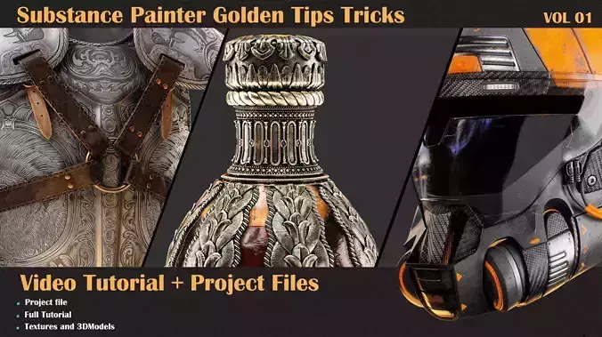 Substance Painter Golden Tips Tricks Tutorial and Project File 3D model