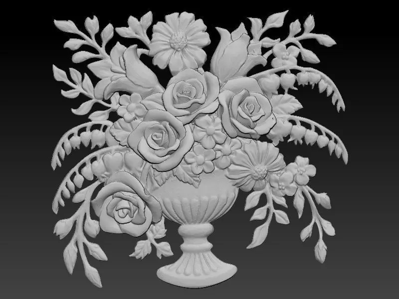 Composizione floreale 3D model_0