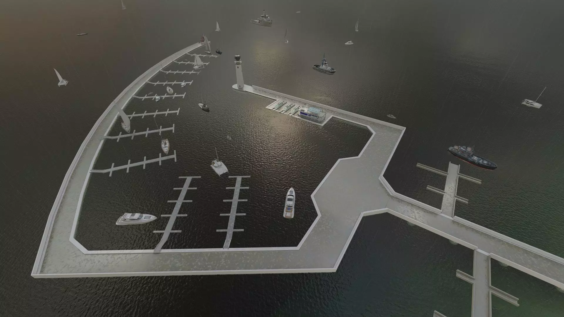 Beach pier-Coastal wharf-Seaside pier 3D model_0