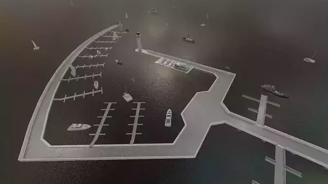 Beach pier-Coastal wharf-Seaside pier 3D model Beach pier-Coastal wharf-Seaside pier 3D model