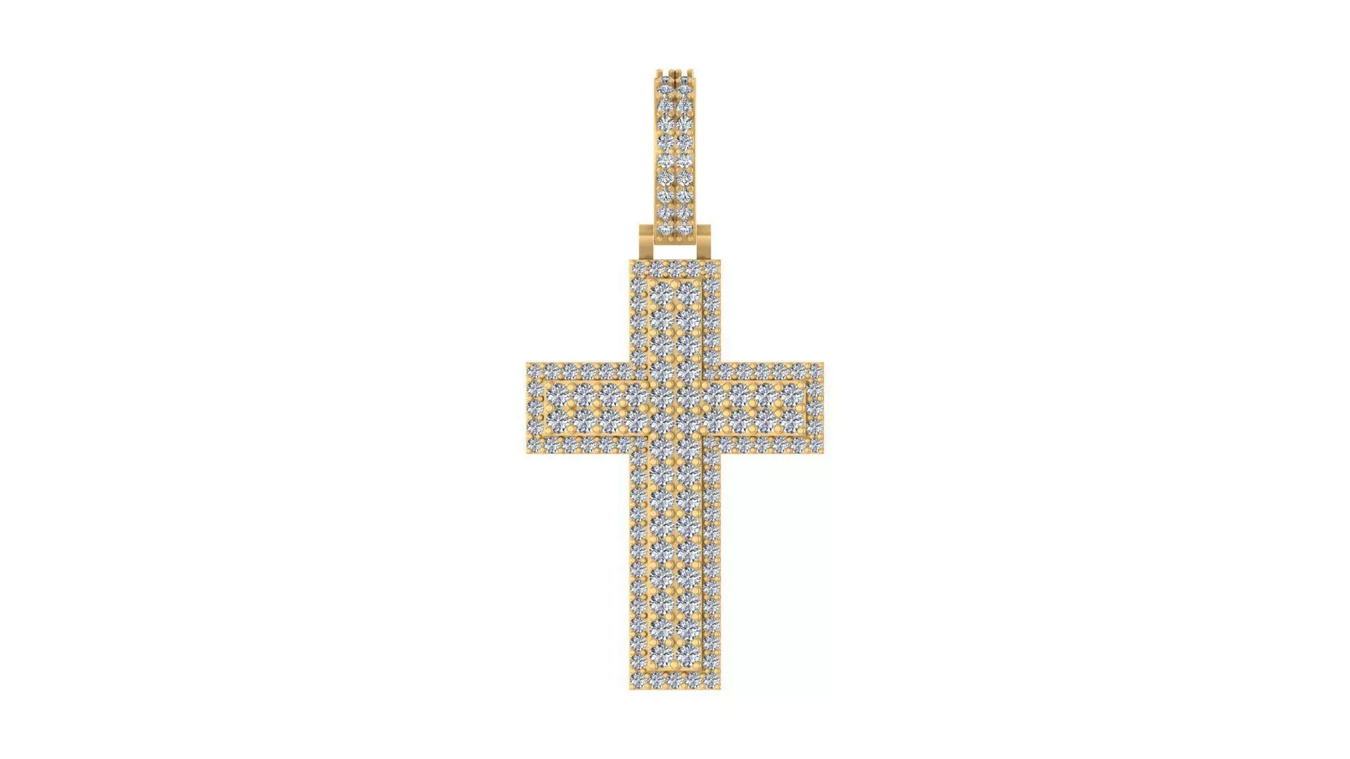 Luxury Diamond-Encrusted Cross Pendant 3D print model