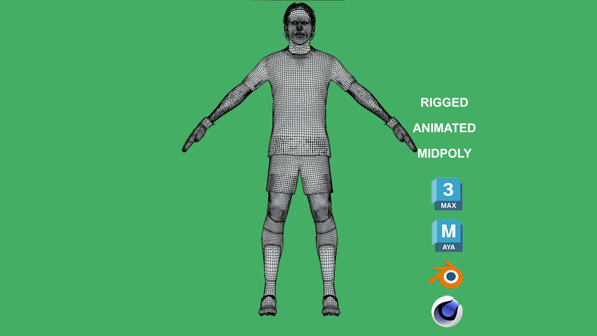 3D Rigged Yann Sommer Inter Milan 2025 Low-poly 3D model_13
