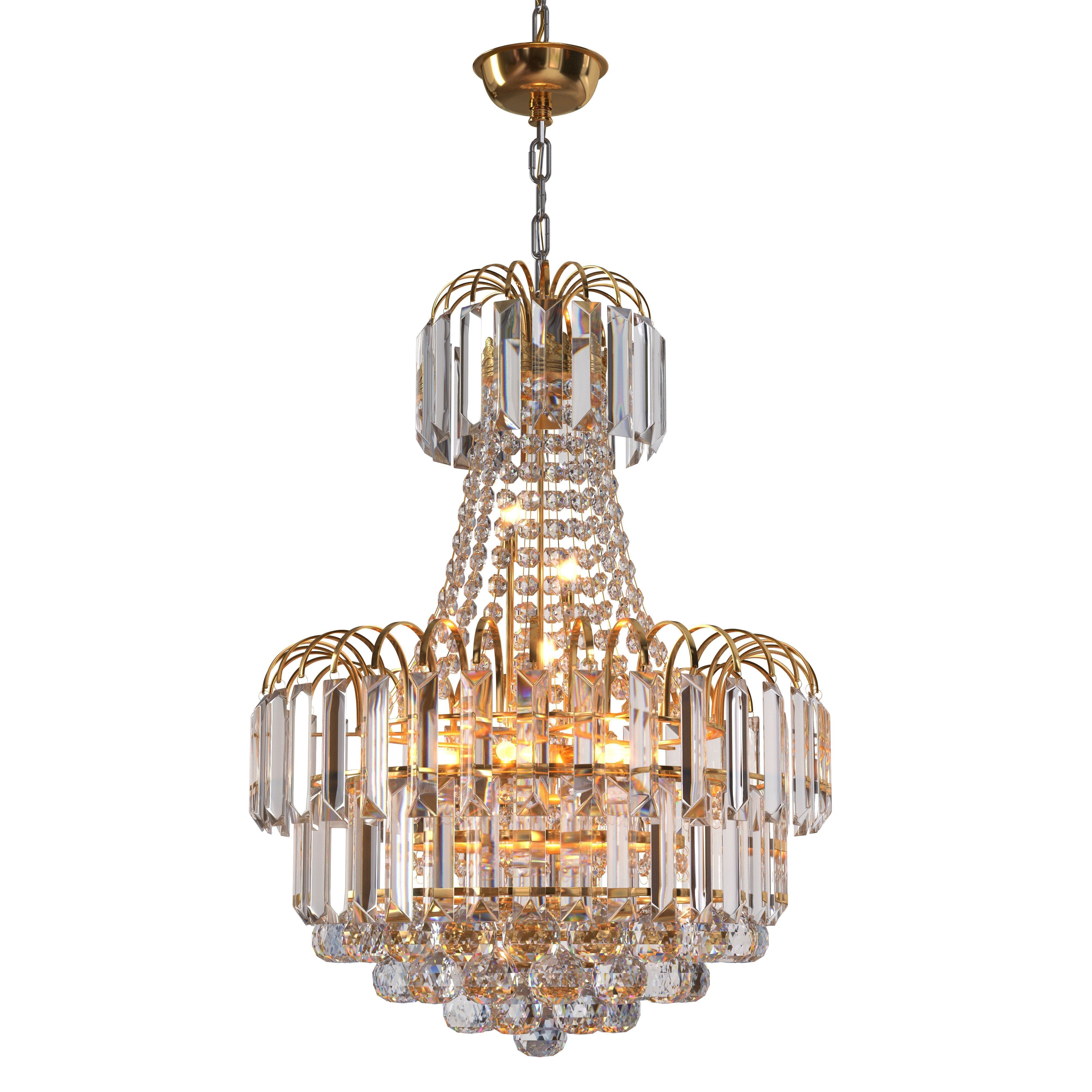 Luxury Crystal Pendant Lamp Chandelier Light Fixture 3D model_4
