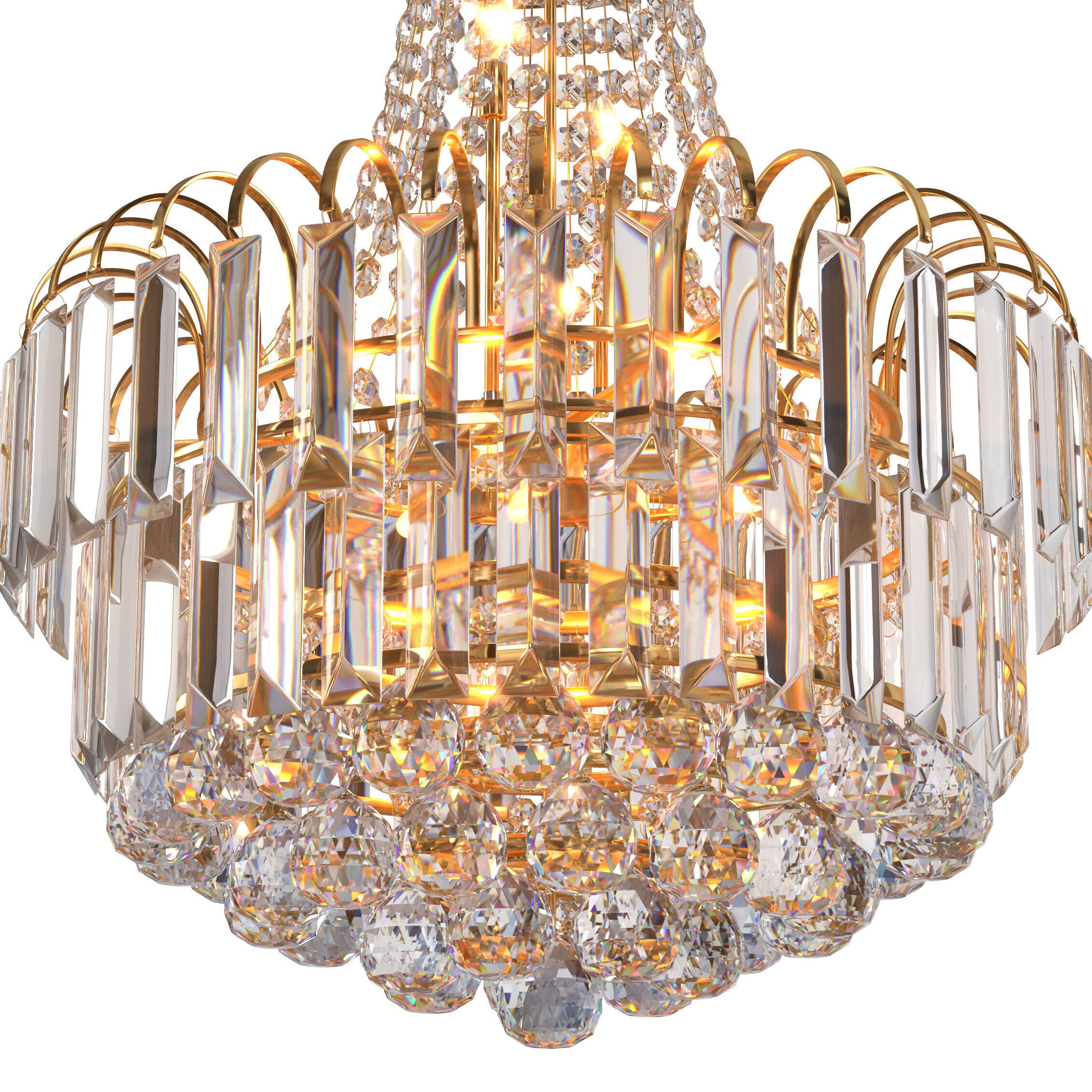 Luxury Crystal Pendant Lamp Chandelier Light Fixture 3D model_5