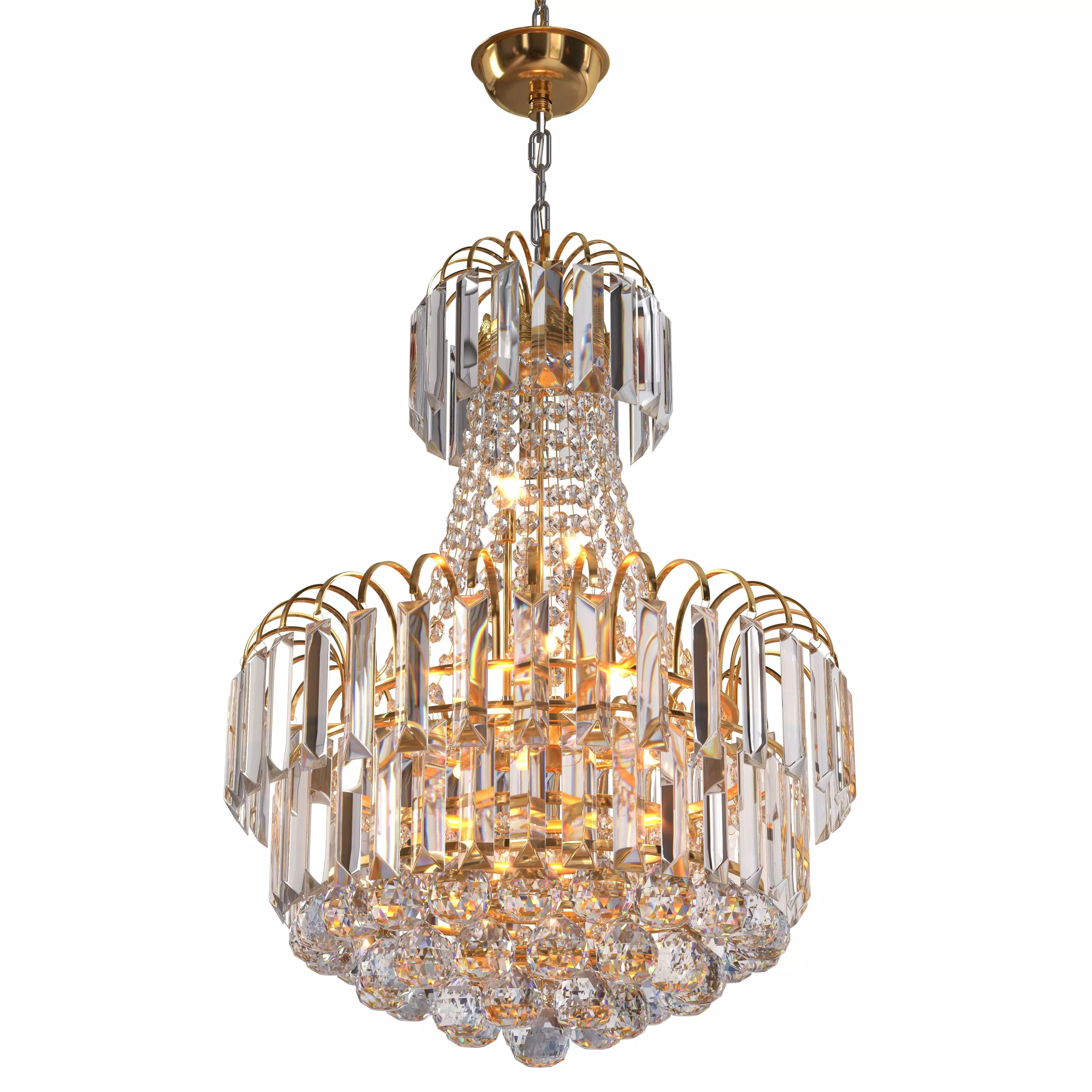 Luxury Crystal Pendant Lamp Chandelier Light Fixture 3D model_0