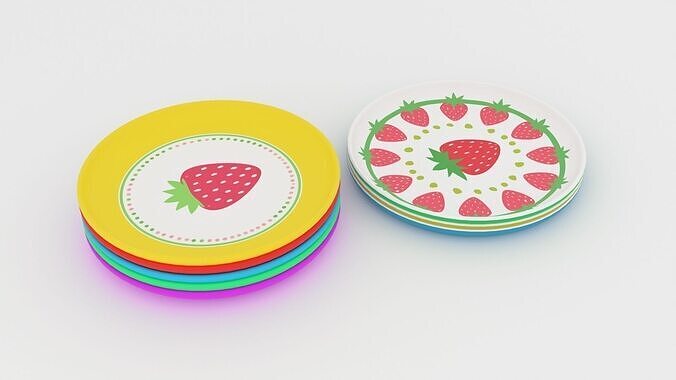 Plates set Low-poly 3D model 3D model