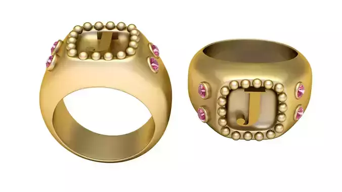 J ALPHABET RING 3D PRINTABLE-MODEL 