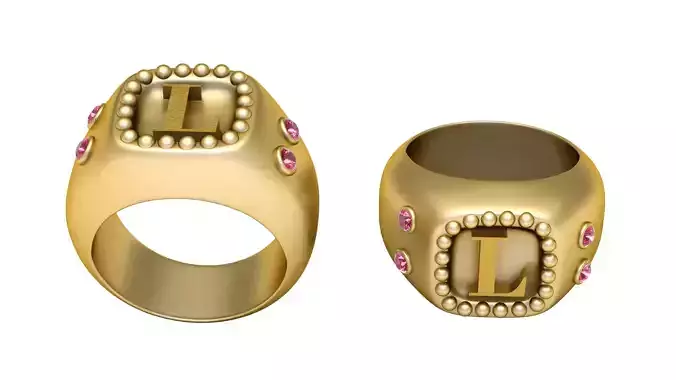 L ALPHABET RING 3D PRITNABLE MODEL 