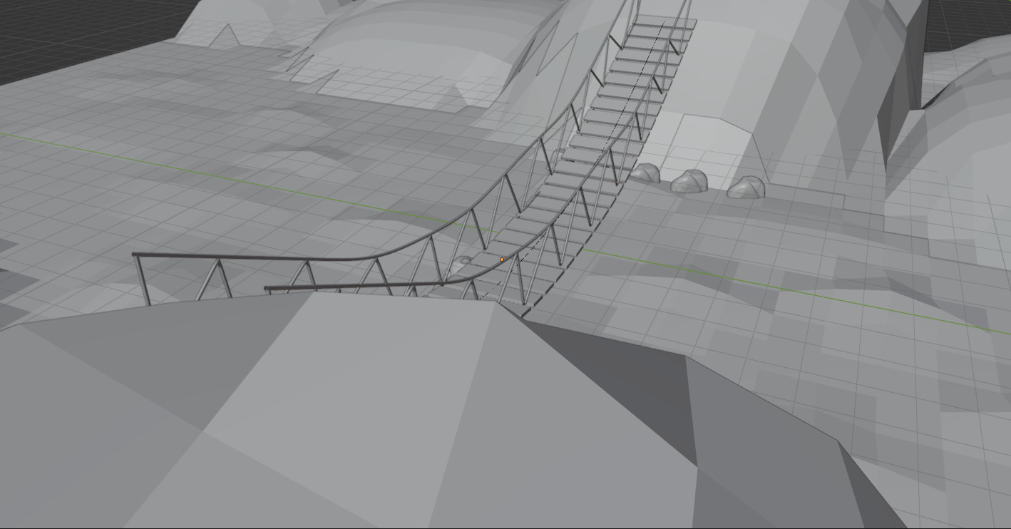 Hanging bridge Free low-poly 3D model_1