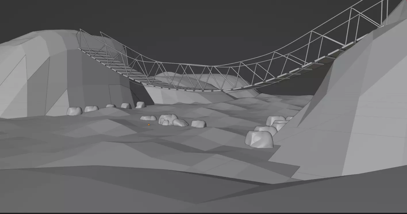 Hanging bridge Free low-poly 3D model_0