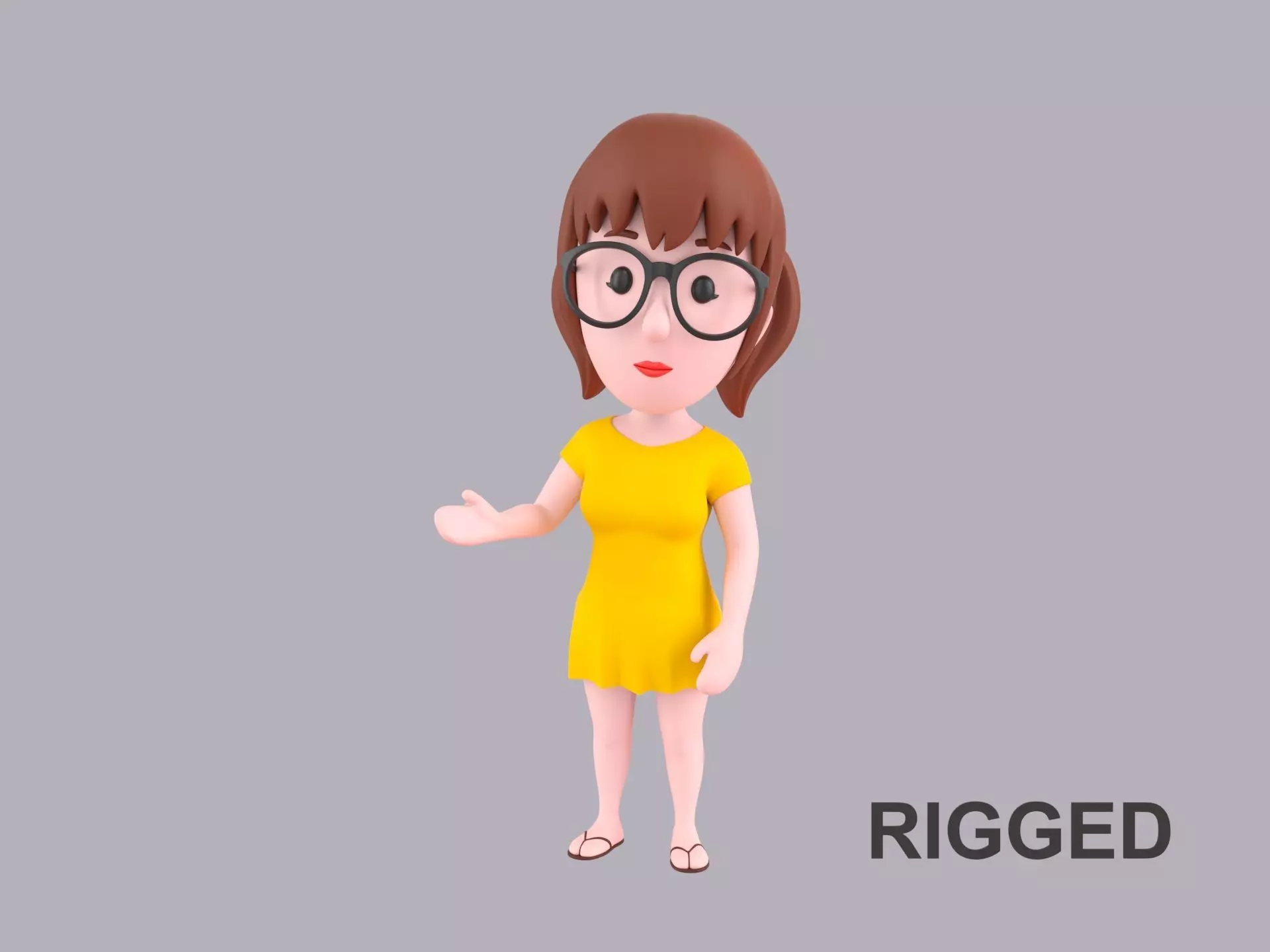 Cartoon Female Character Rigged 011 3D model
