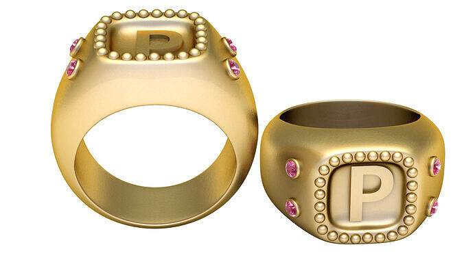 P ALPHABET RING 3D PRITNABLE MODEL  3D print model