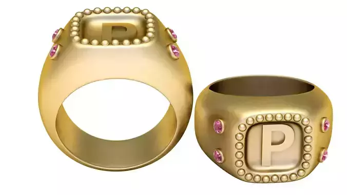 P ALPHABET RING 3D PRITNABLE MODEL 