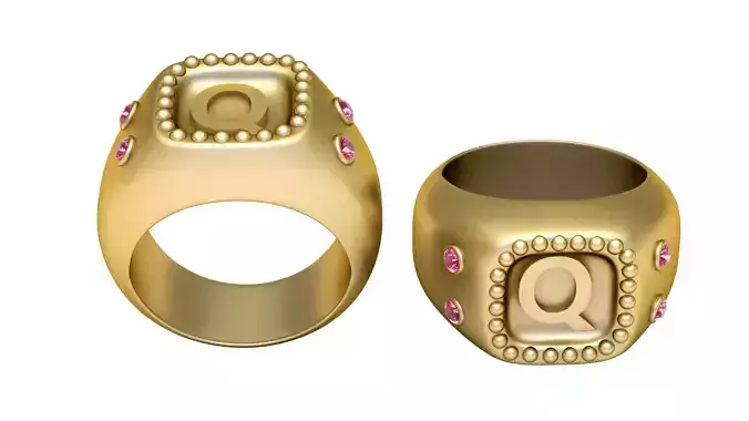 Q ALPHABET RING 3D PRITNABLE MODEL 