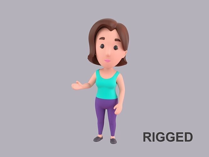  Cartoon Female Character Rigged 012 3D model