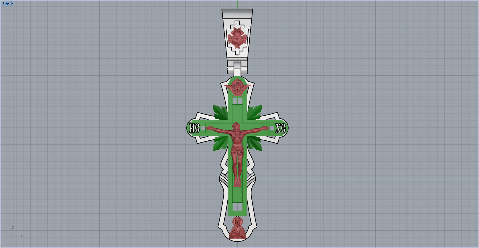 Cross Pendant Chain 40008 3D print model_12