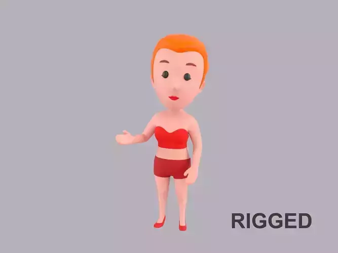  Cartoon Female Character Rigged 013