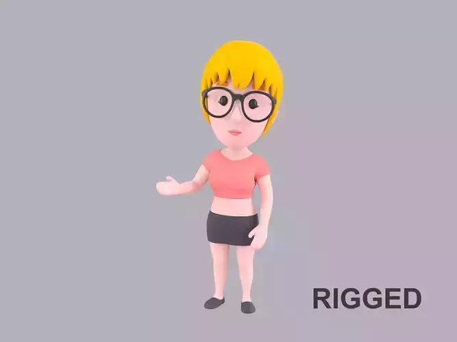  Cartoon Female Character Rigged 014 3D model