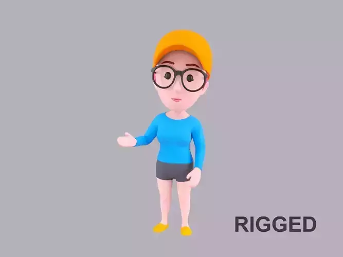  Cartoon Female Character Rigged 015