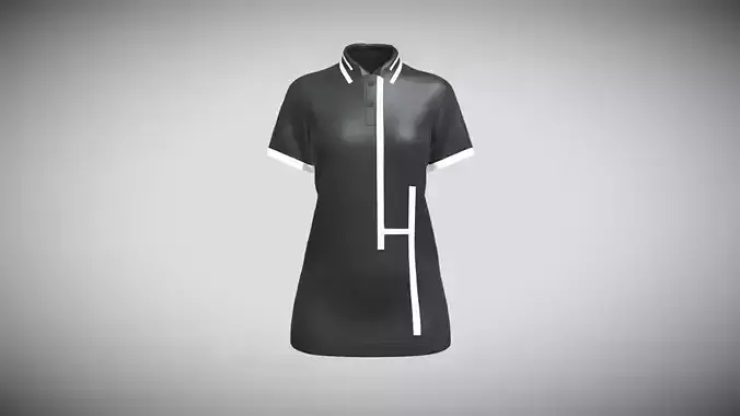 Girls White And Black Polo Tops In Low Poly