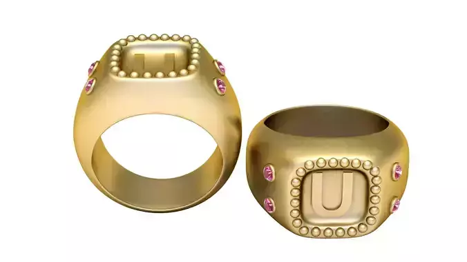 U ALPHABET RING 3D PRINTABLE MODEL  3D print model