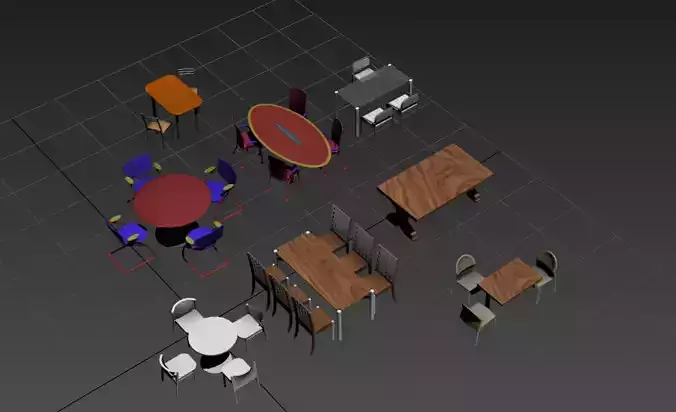 a few tables with chairs