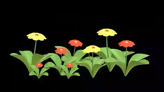 Flower Plant Low Poly 3D Model