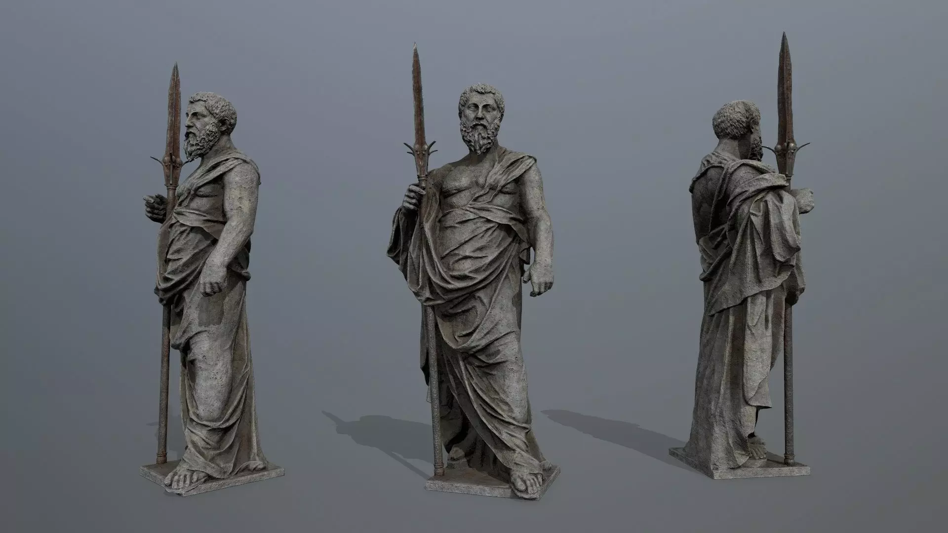 Man Statue Low-poly 3D model_0