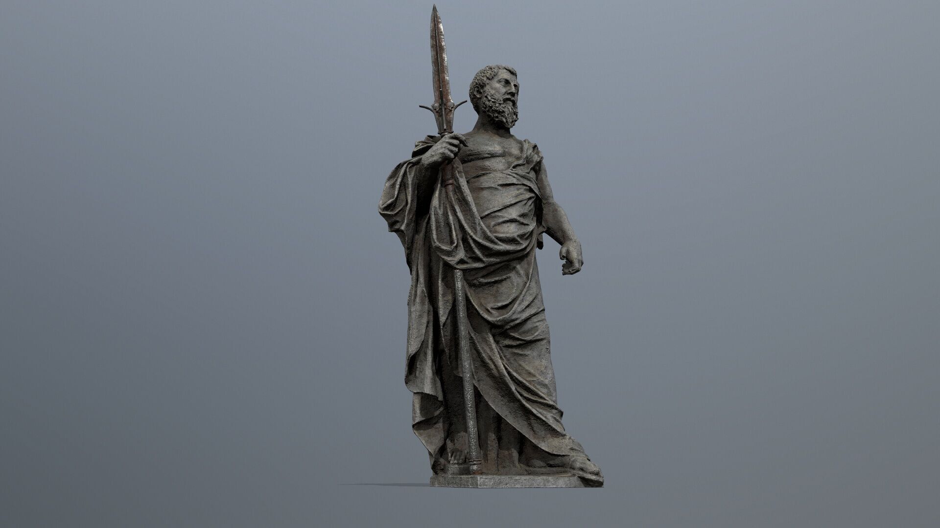 Man Statue Low-poly 3D model_2
