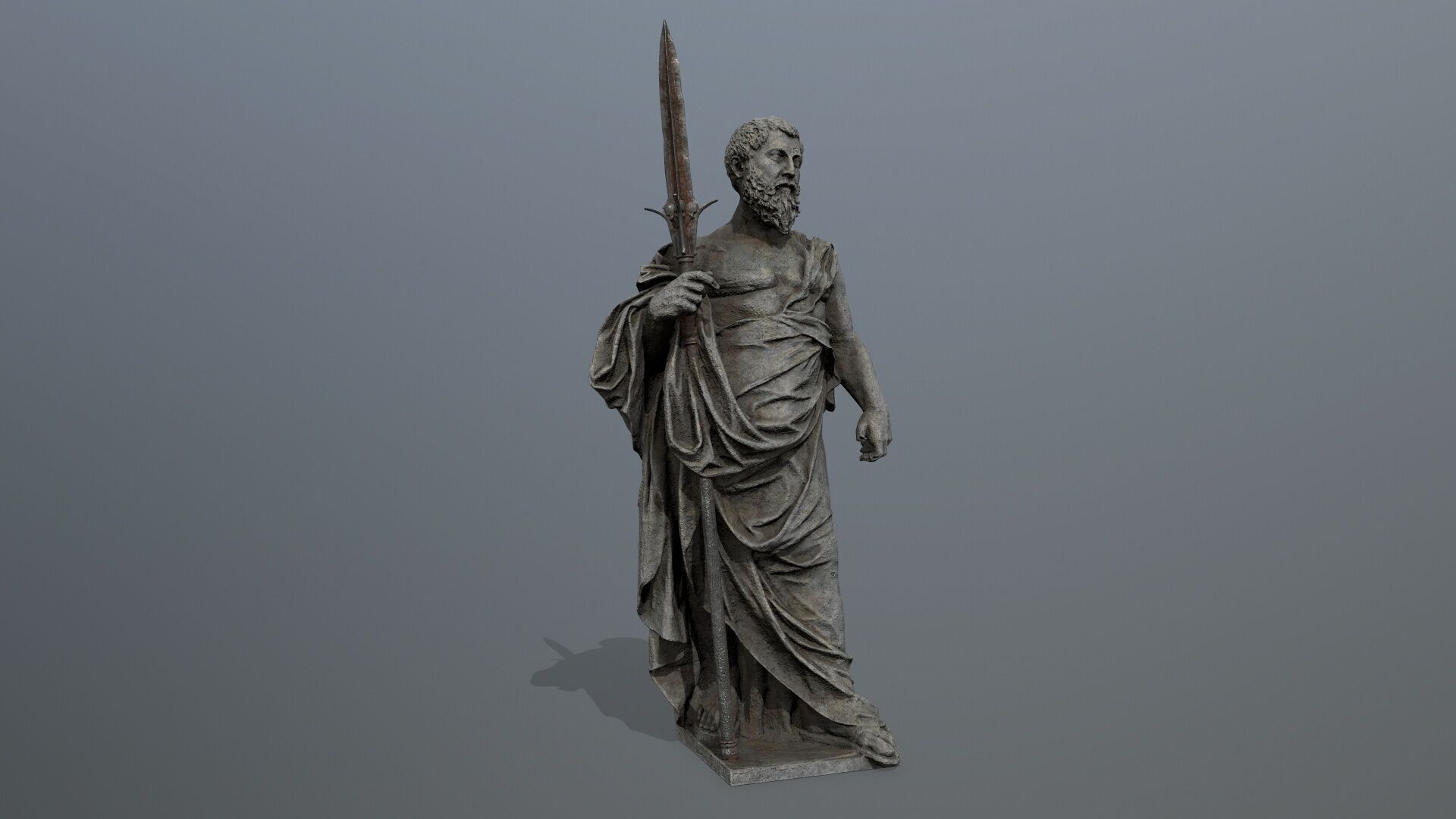 Man Statue Low-poly 3D model_4