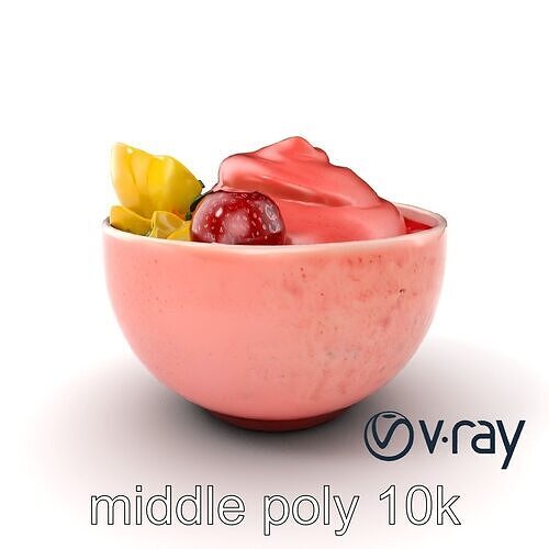 Tropical Smoothie Bowl 3D Model Pack Low-poly 3D model 7