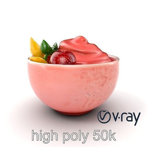 Tropical Smoothie Bowl 3D Model Pack Low-poly 3D model 6