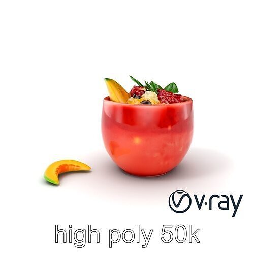 Tropical Smoothie Bowl 3D model pack Low-poly 3D model 6