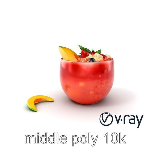 Tropical Smoothie Bowl 3D model pack Low-poly 3D model 7