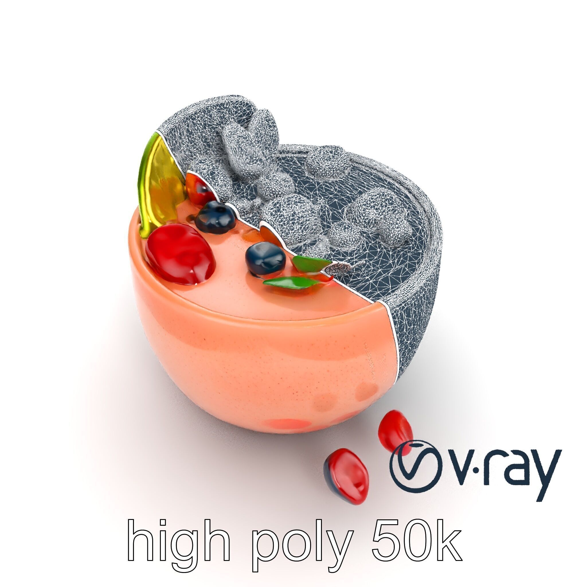 Tropical Smoothie Bowl 3D model pack Low-poly 3D model_32