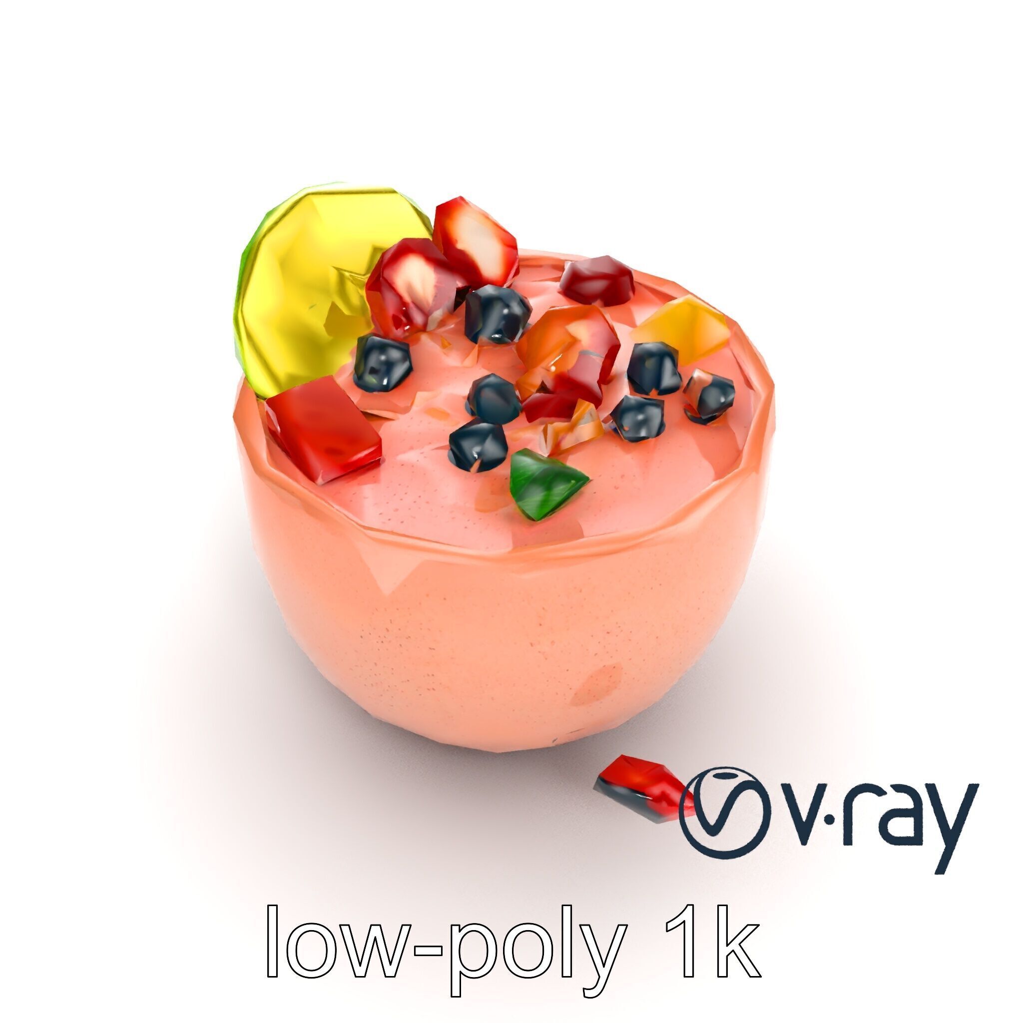 Tropical Smoothie Bowl 3D model pack Low-poly 3D model_36