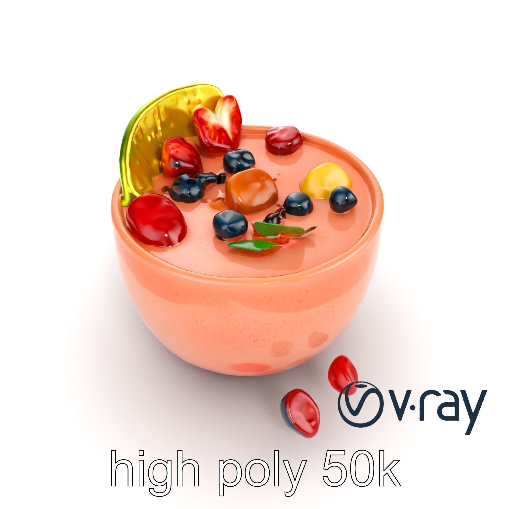 Tropical Smoothie Bowl 3D model pack Low-poly 3D model_13