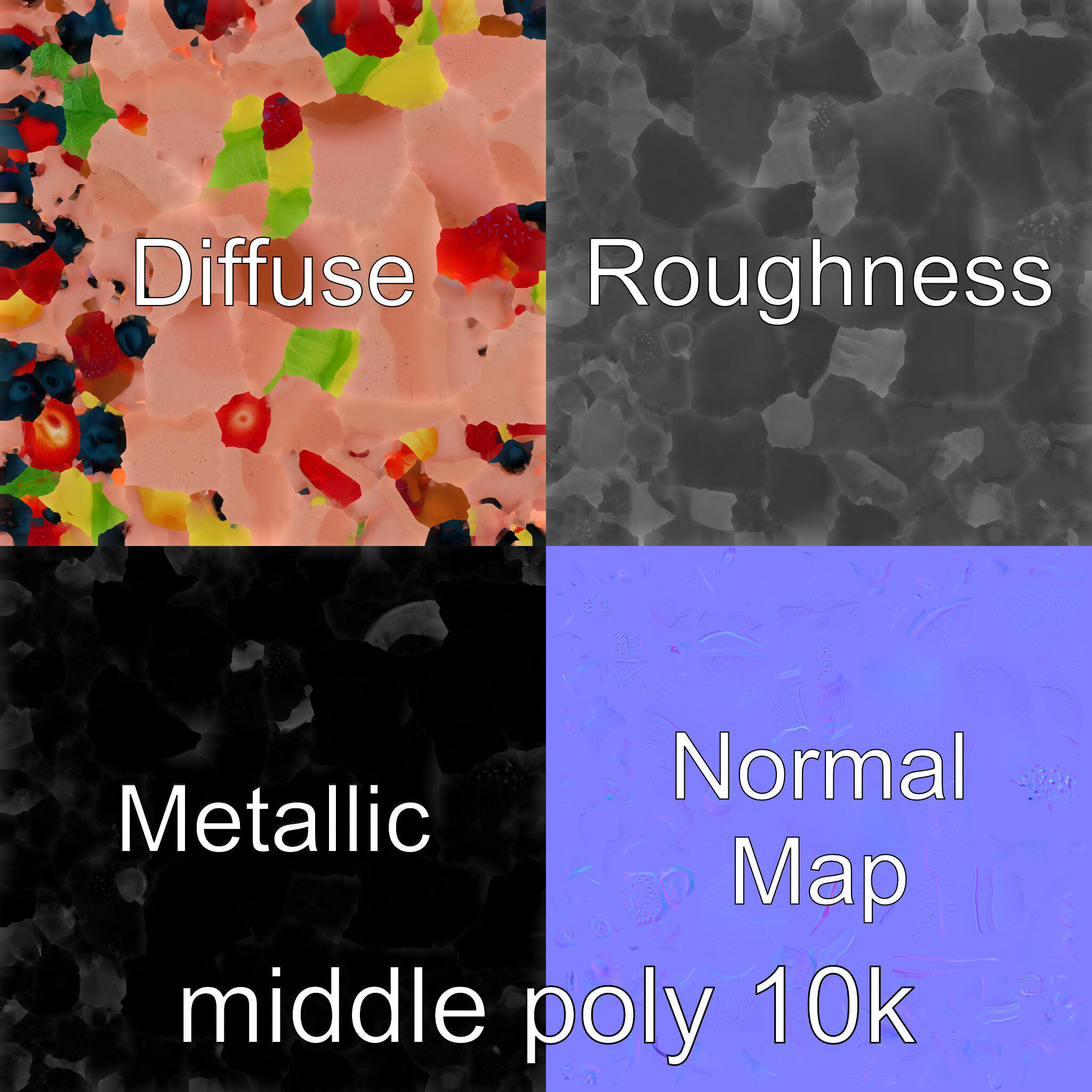 Tropical Smoothie Bowl 3D model pack Low-poly 3D model_4