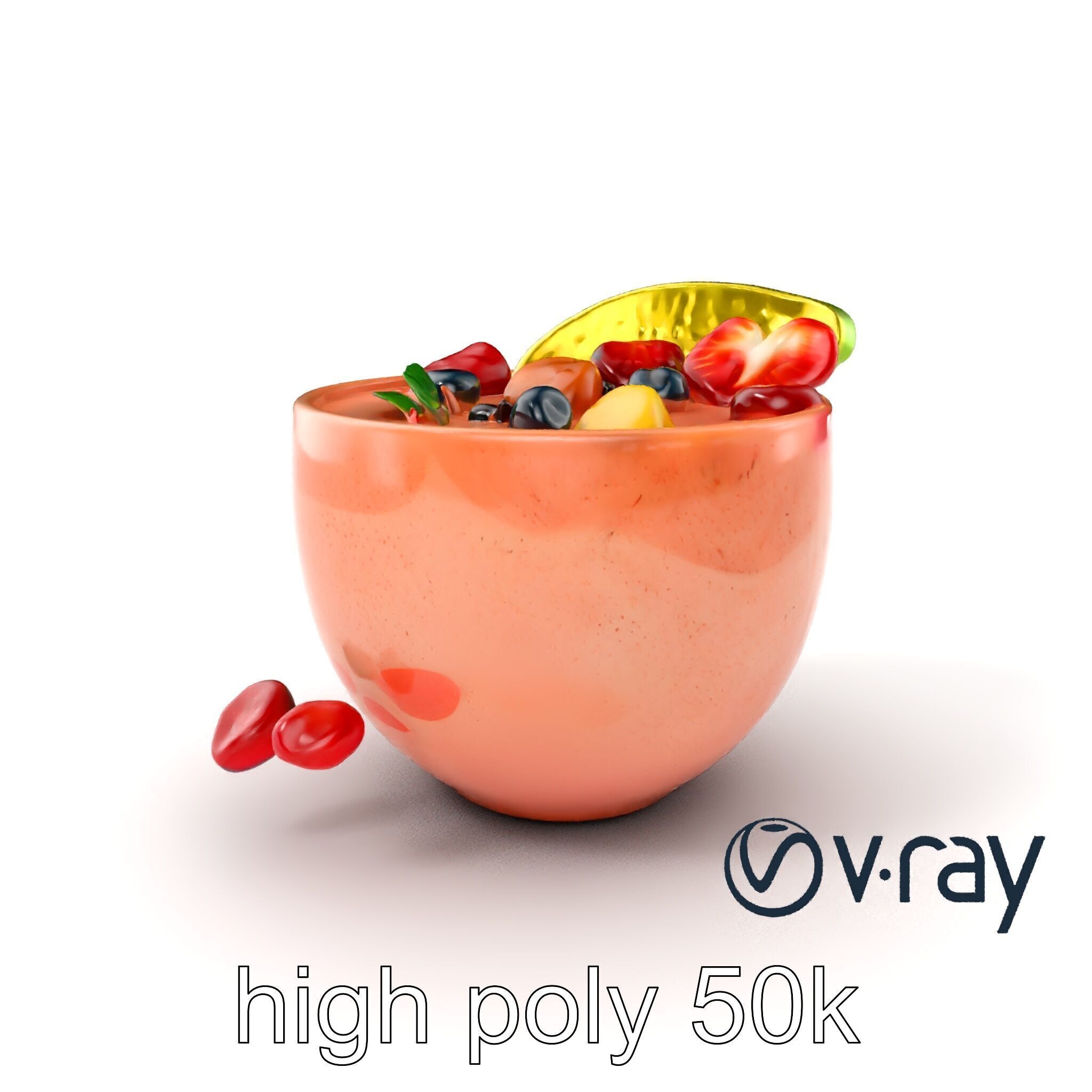 Tropical Smoothie Bowl 3D model pack Low-poly 3D model_8