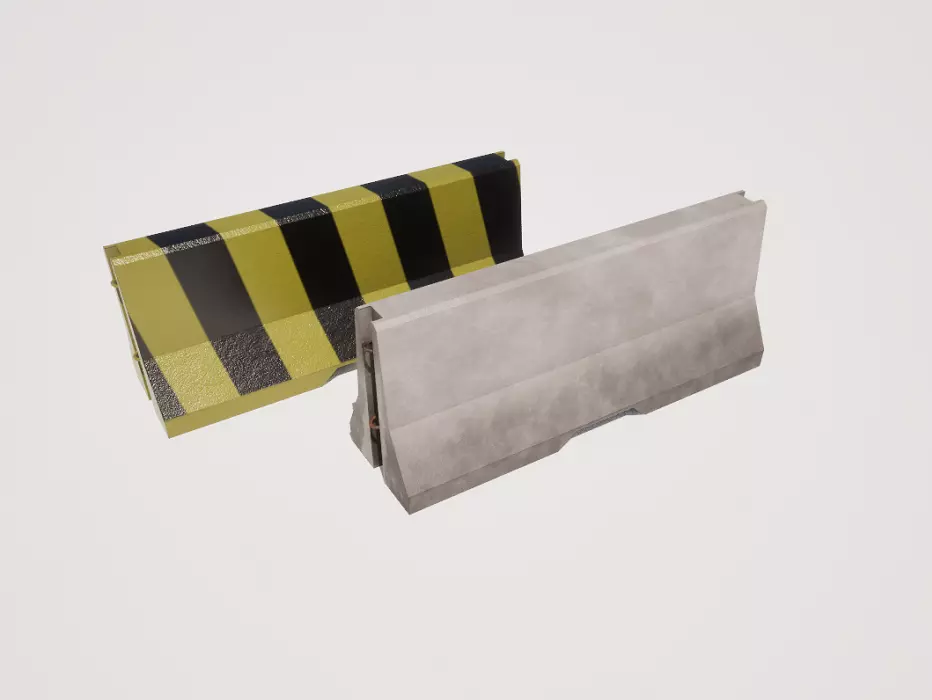Concrete Jersey Barrier Low-poly 3D model_0