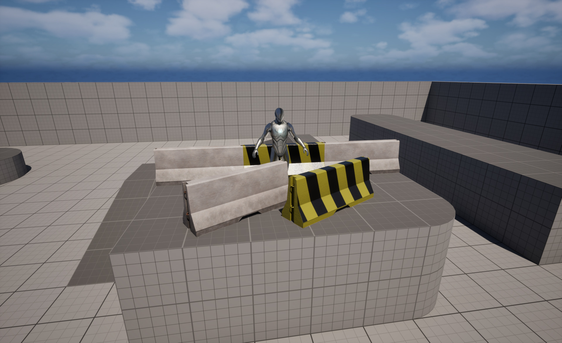 Concrete Jersey Barrier Low-poly 3D model_3