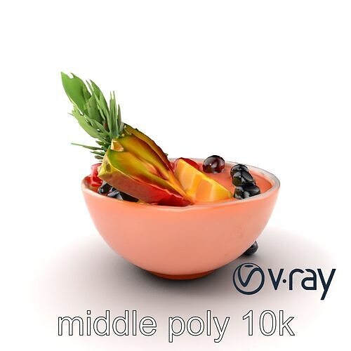 Tropical Smoothie Bowl Realistic 3D model pack Low-poly 3D model 7