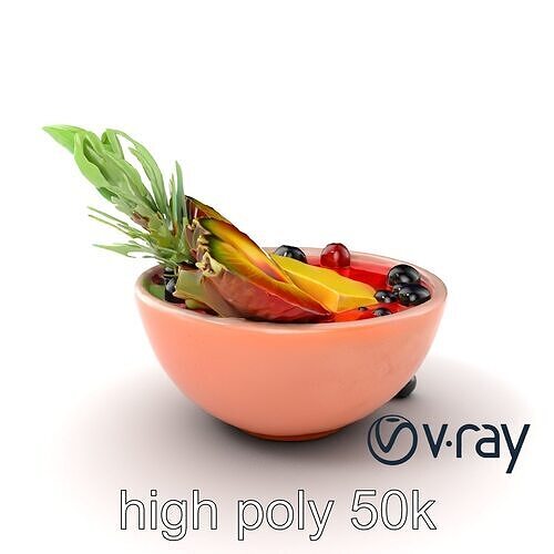 Tropical Smoothie Bowl Realistic 3D model pack Low-poly 3D model 6