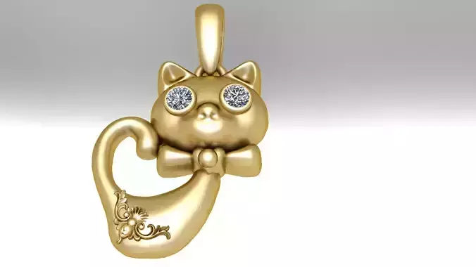 CAT ANIMAL PENDANT 3D PRITNABLE MODEL 