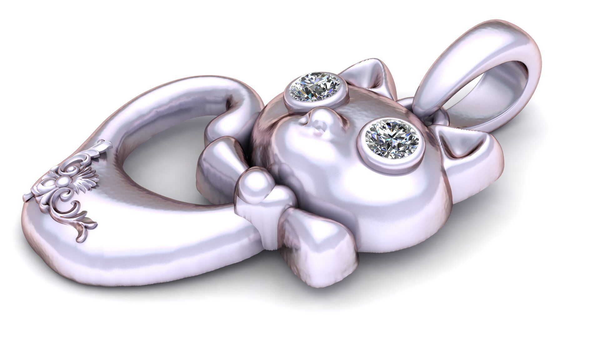 CAT ANIMAL PENDANT 3D PRITNABLE MODEL  3D print model_4