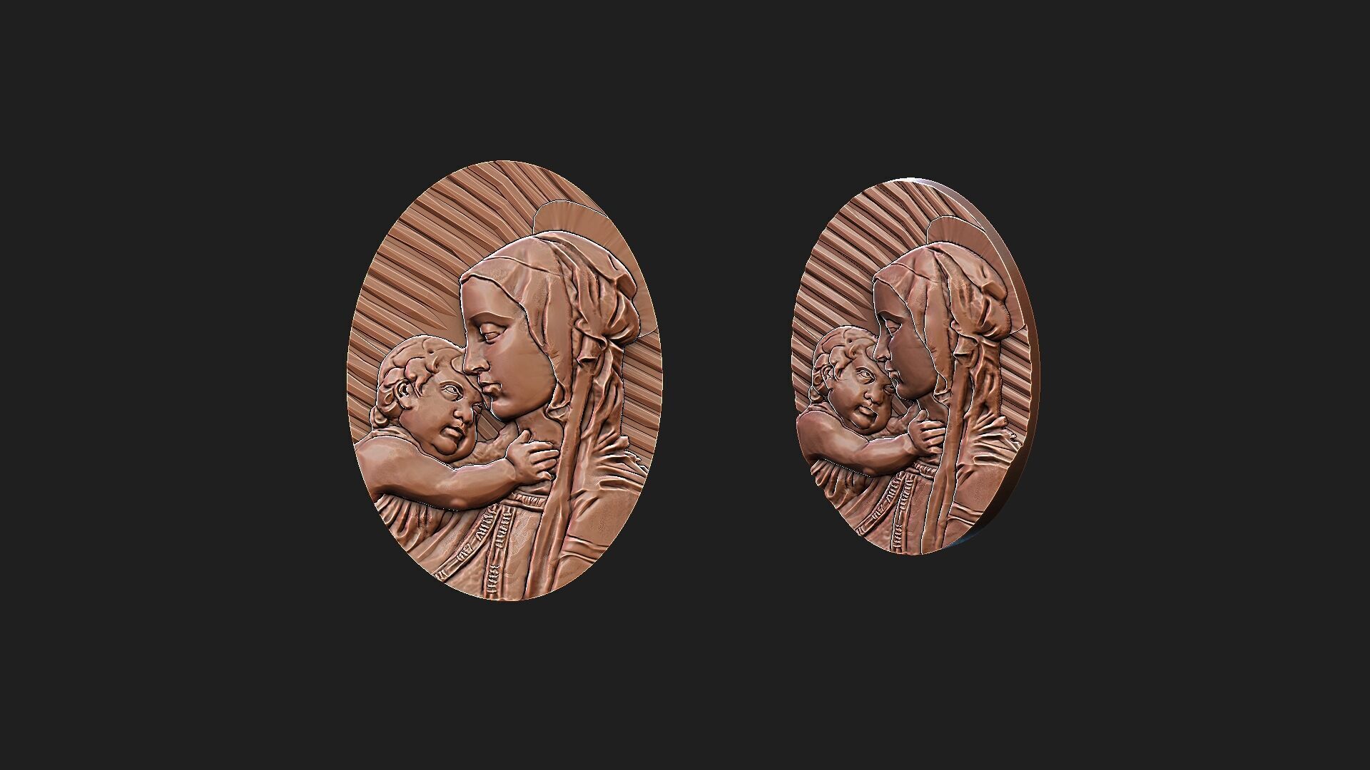 mary with baby jesus 3D print model_2