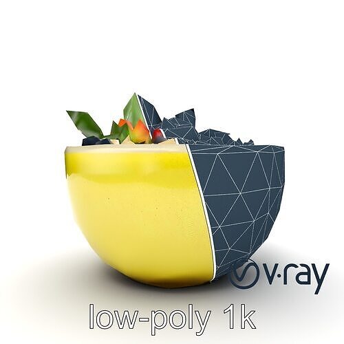 Tropical Smoothie Bowl 3D model pack Low-poly 3D model