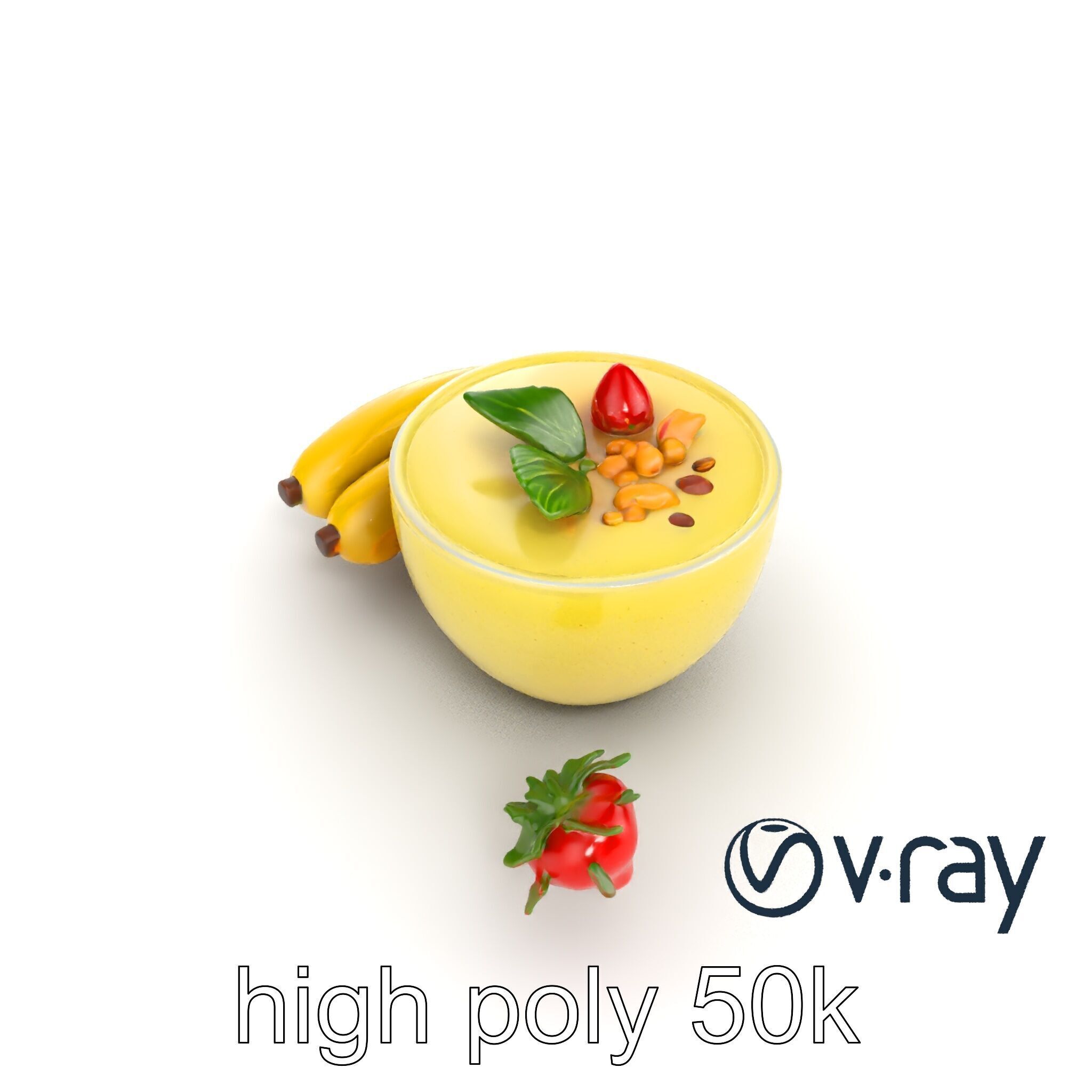 Tropical Smoothie Bowl 3D model pack Low-poly 3D model_26