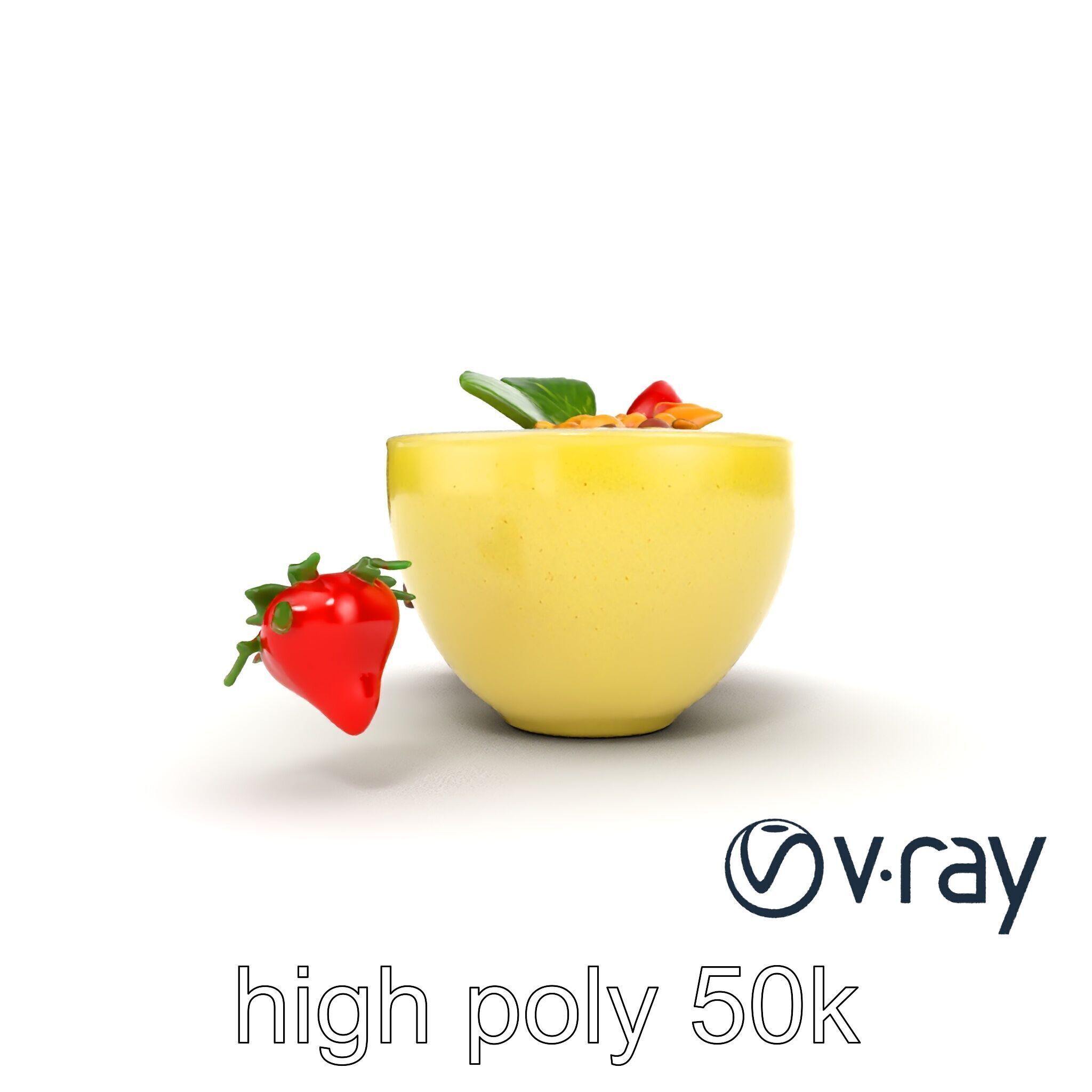 Tropical Smoothie Bowl 3D model pack Low-poly 3D model_15